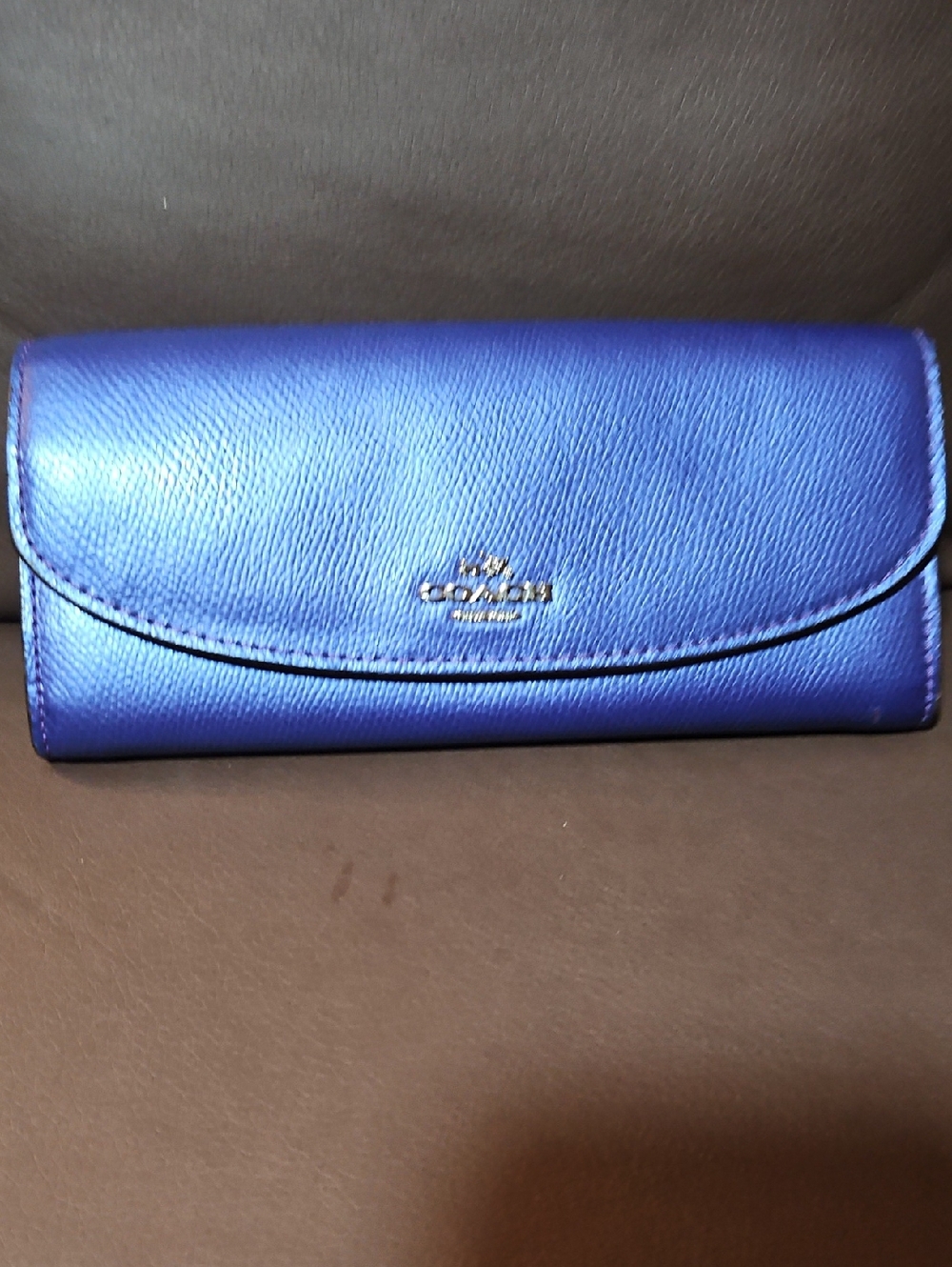 Coach Metallic Royal Blue Leather Continental Wallet